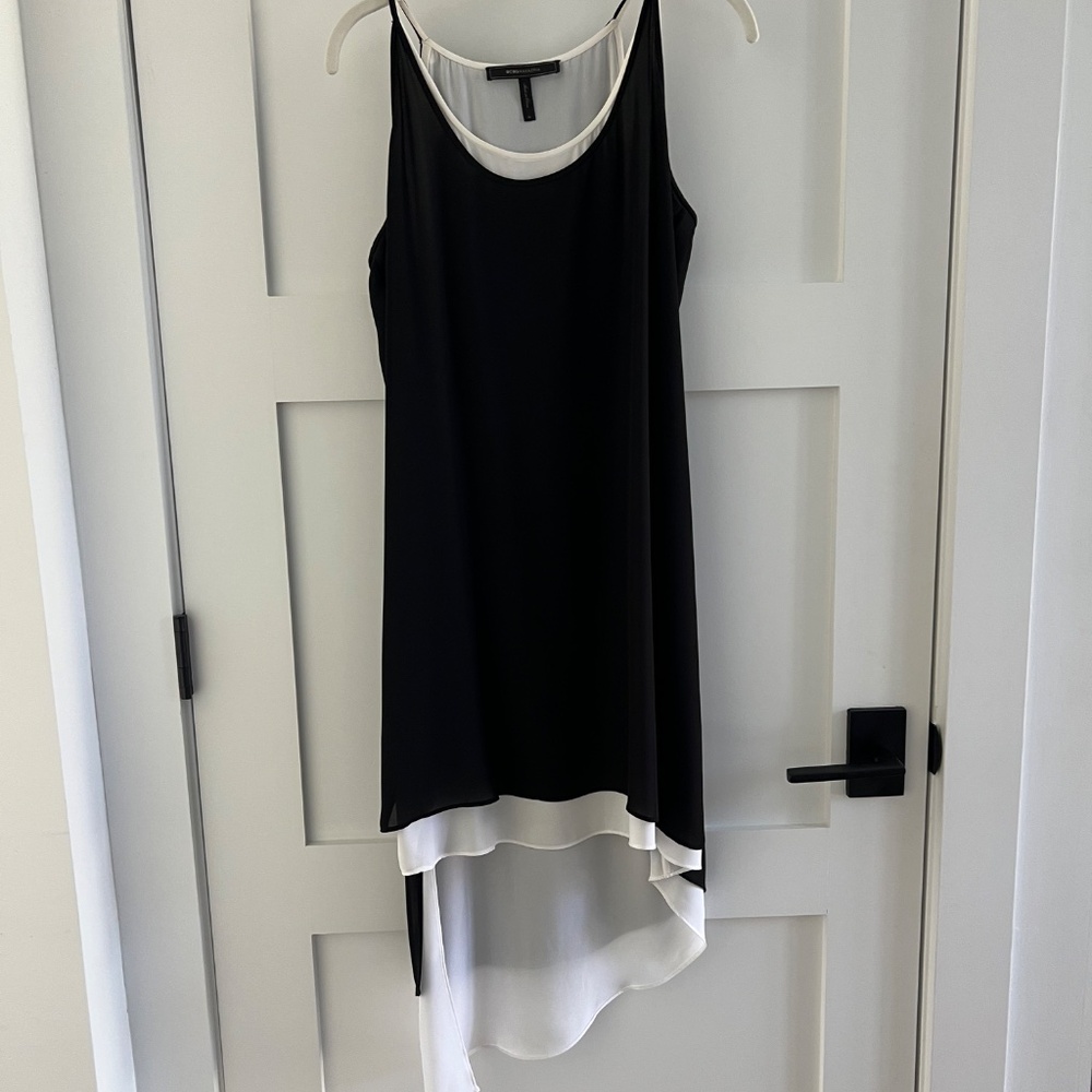 BCBG MaxAzaria High -Low Asymmetrical Slip Dress in black and white- Size M - Picture 6 of 7